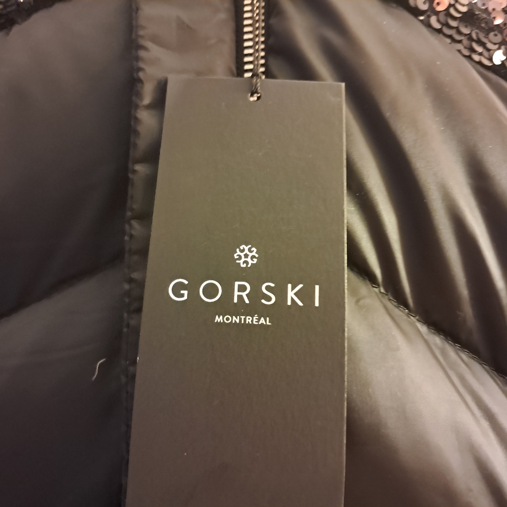 Gorski Coat Women's Medium M Apres Ski Coat Sequins High Low Puffer Winter NEW - Picture 6 of 16